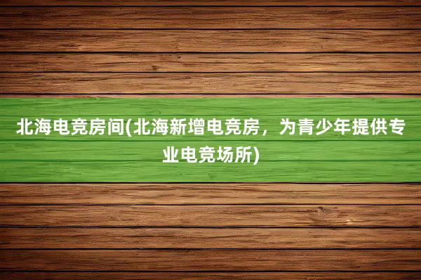 北海电竞房间(北海新增电竞房，为青少年提供专业电竞场所)