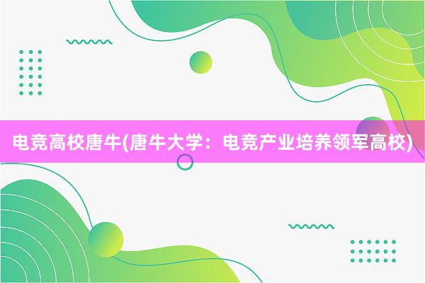 电竞高校唐牛(唐牛大学：电竞产业培养领军高校)