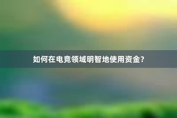 如何在电竞领域明智地使用资金？